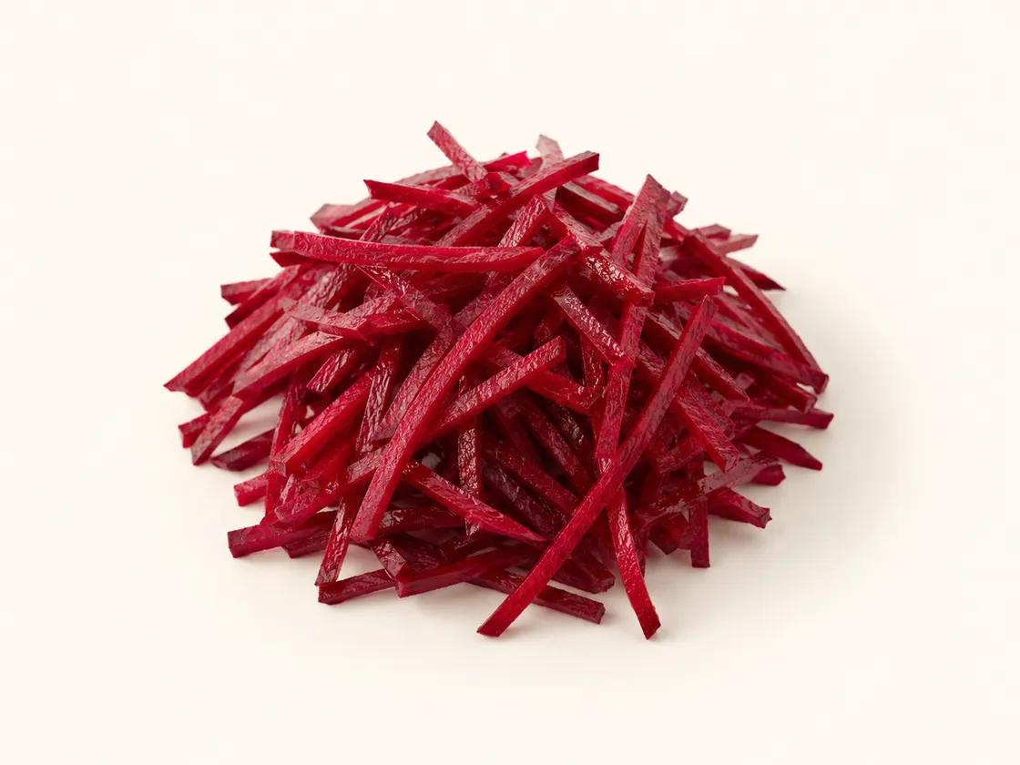 A mound of julienned beets