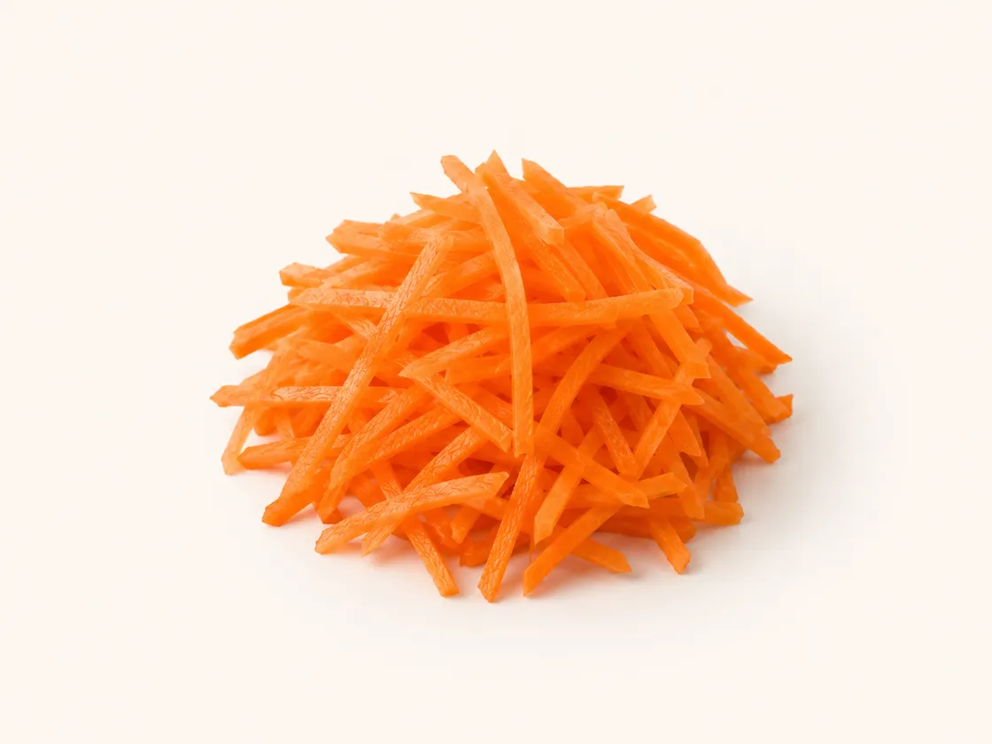 A mound of julienned carrots