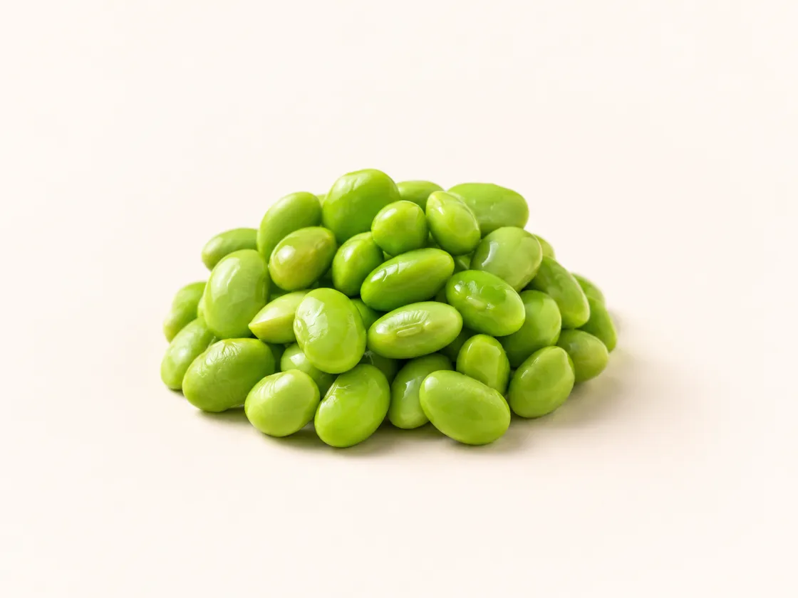 A pile of shelled edamame beans