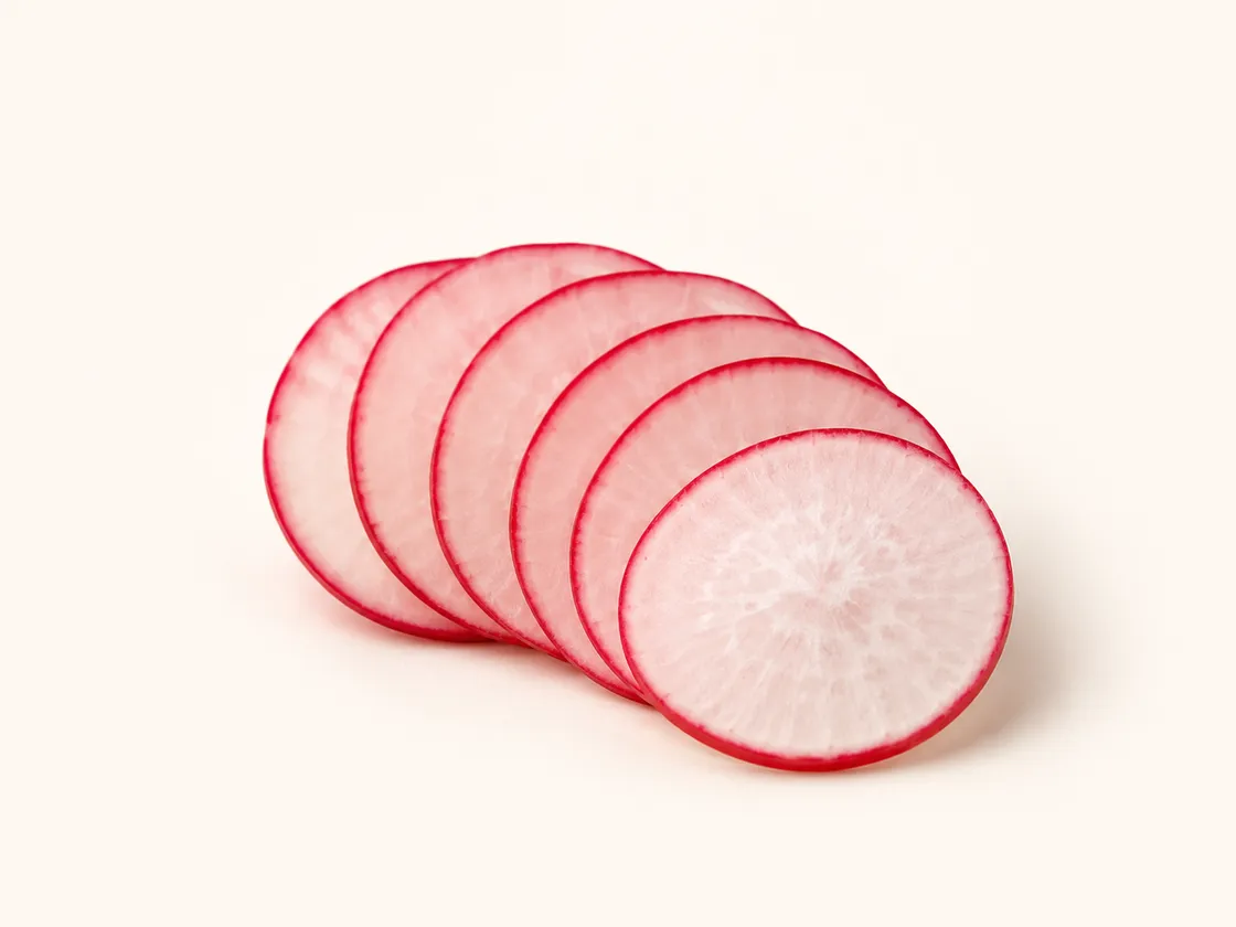 Thin slices of fresh radish